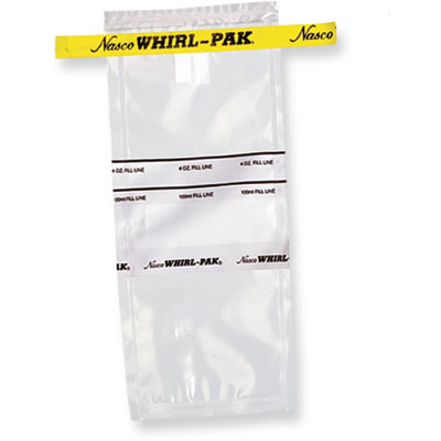 18oz Yellow tape whirl pak write-on bag image